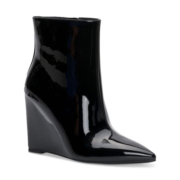 INC Shoes - INC Womens Black Comfort Hidden Heel Azah Pointed Toe Wedge Zip-Up Booties 6 M